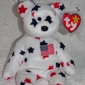 TY Beanie Babies Glory the Bear(4th Gen) Mismatched Dates Red Stamped#400 MNWT